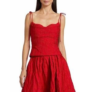 NEW ROSIE ASSOULIN floral cloque cami top in red